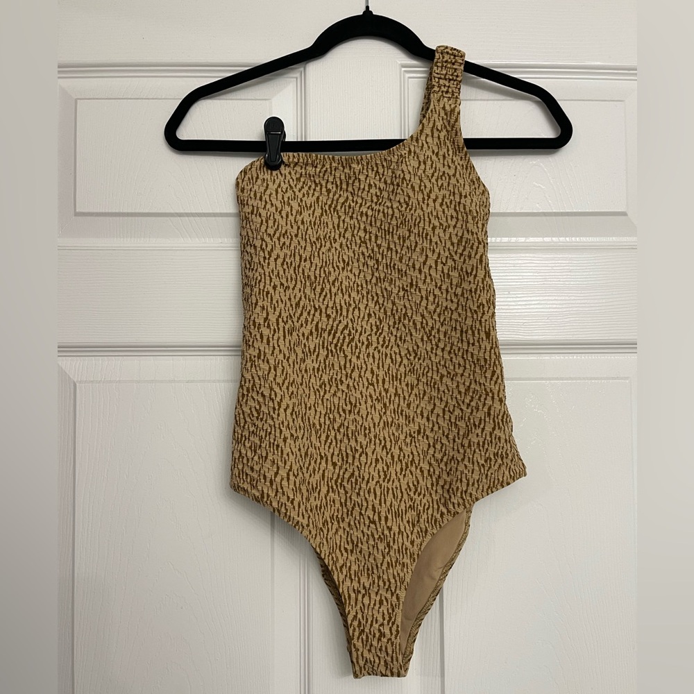 Aerie Jacquard Scrunchie Asymmetrical One Piece Swimsuit | Size small